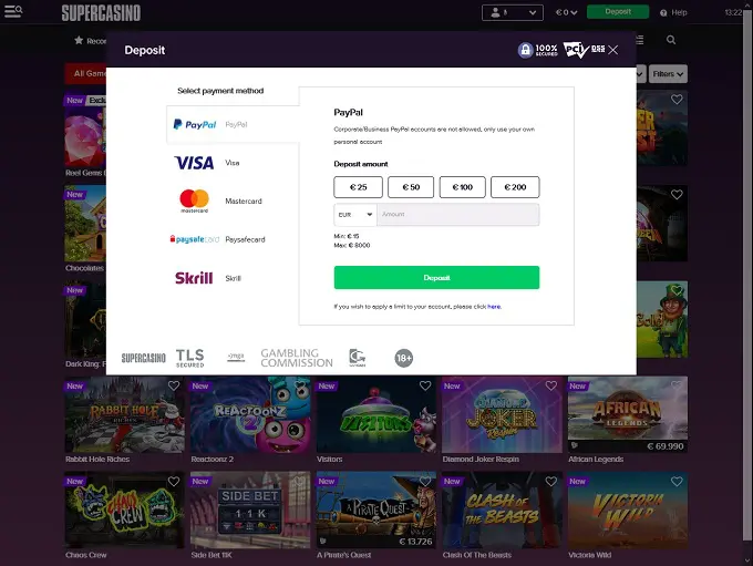 Einzahlung per Handy Bill Casino