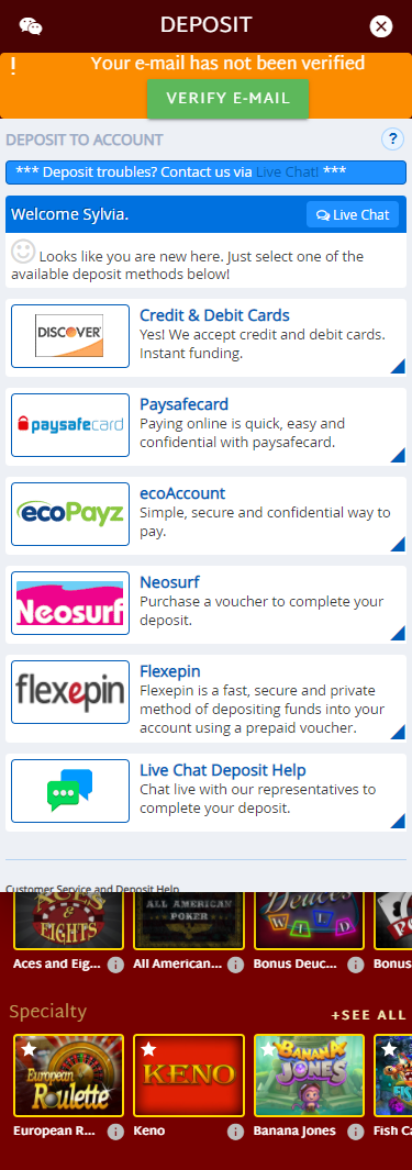 online casino echeck deposit