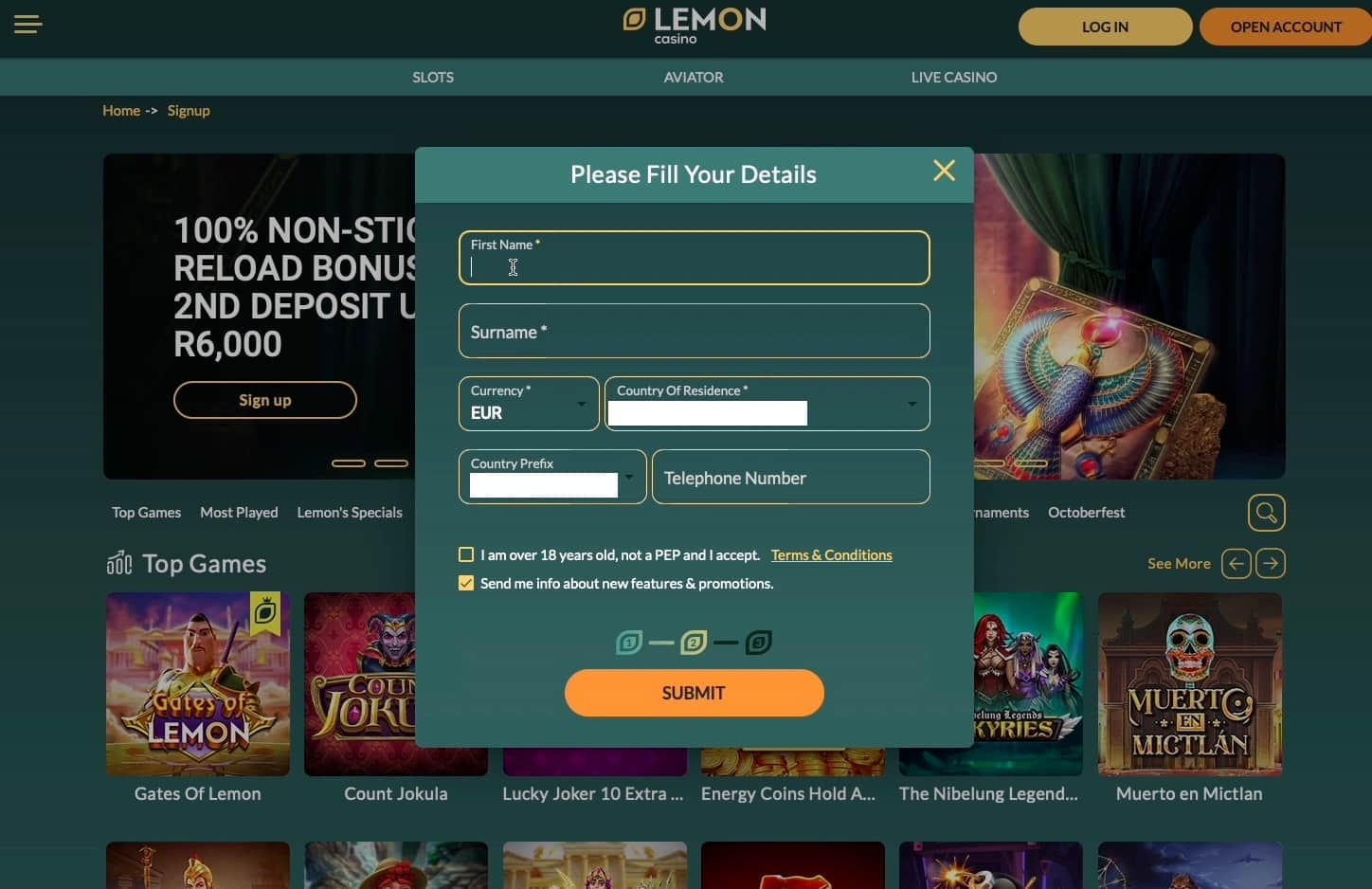 Lemon Casino 20 and 50 Free Spins No Deposit Bonus (2024)